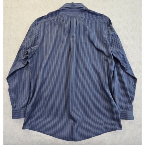 Eddie Bauer Long Sleeve Shirt Men's Tall TXL Blue Stripe Non-Wrinkle Relaxed Fit - Picture 10 of 14